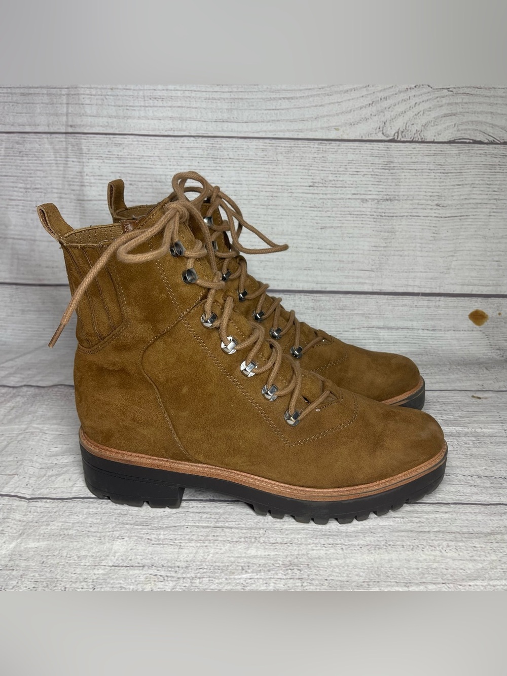 Nine West Women’s 9 Ivona Combat Brown Boots